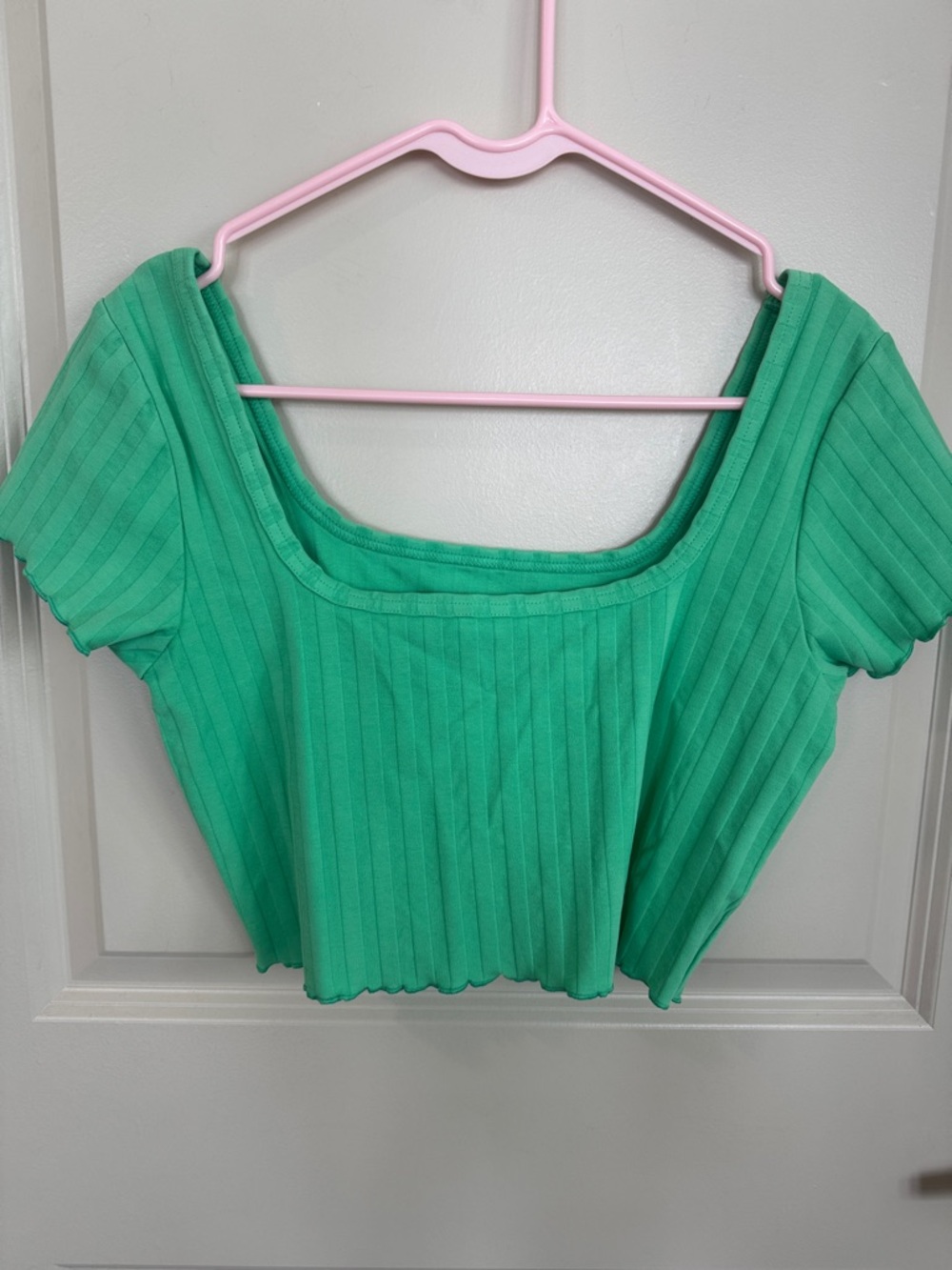 aerie offline Green Ribbed Square-Neck Crop Top